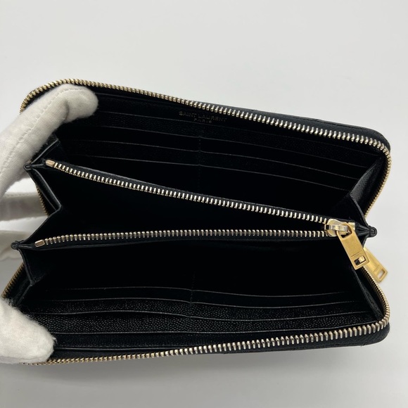 ❌SOLD❌Authentic Yves Saint Laurent zip around wallet in grain embossed calfskin - Picture 13 of 15